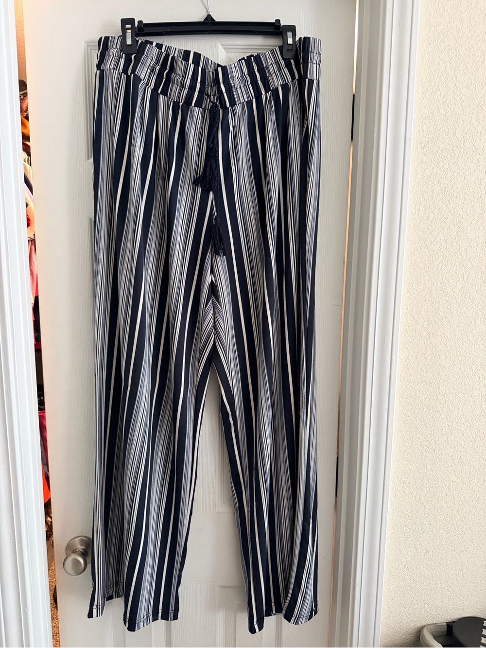 new directions Black and White Striped Wide Leg Pants